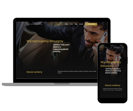 Mockup latopa i telefonu strony internetowej wynajmu pojazd&oacute;w