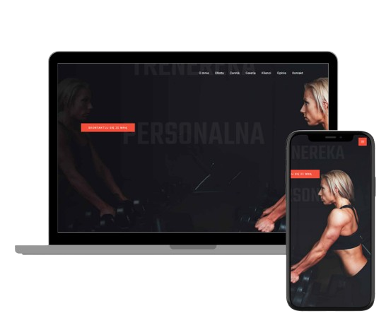 Mockup latopa i telefonu strony internetowej trenera personalnego
